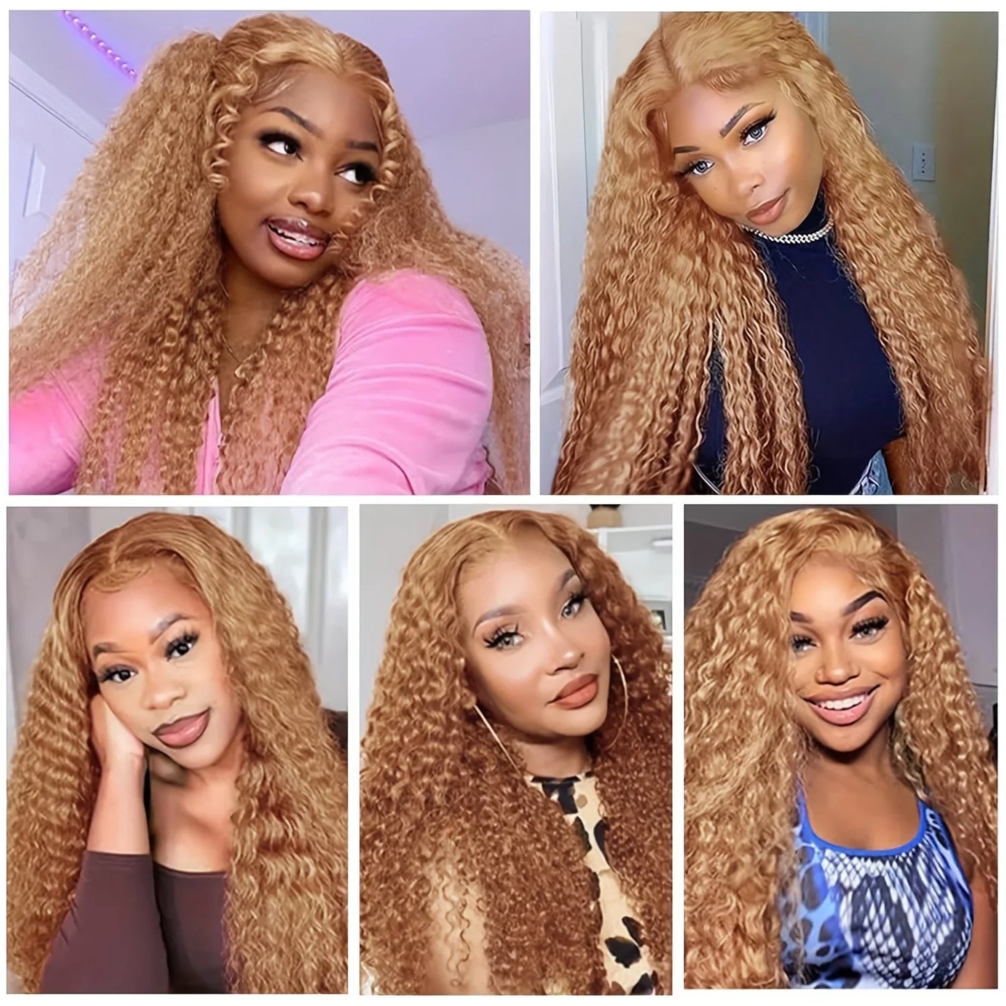 38Inch 13x6 HD Transparent Lace Front Wig Human Hair #27 Deep Wave Pre Plucked 200% Density Honey Blonde Curly Wig For Women