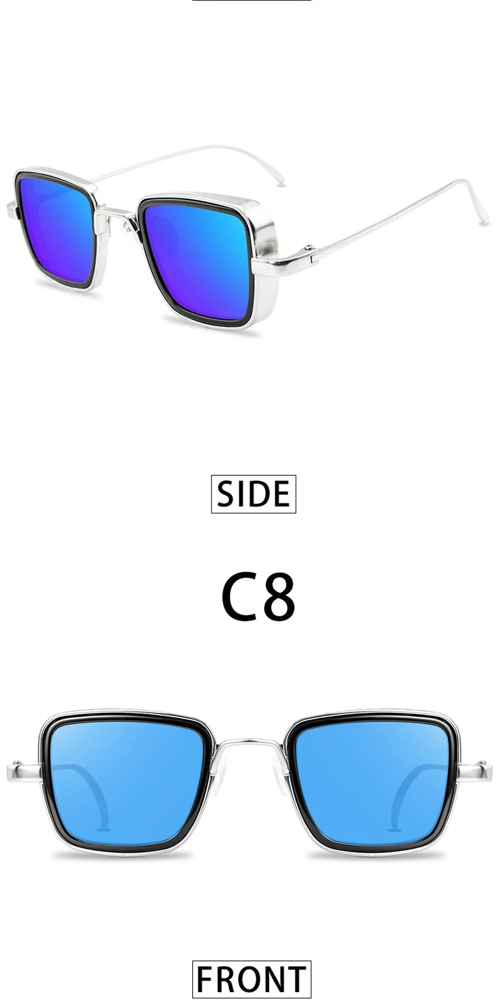 Brand Shades Men Women Sun Glasses UV400 Square Vintage Metal Steampunk Sunglasses