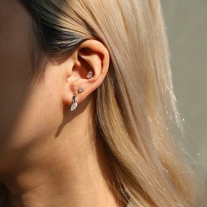 Dazzling D Color Moissanite Ear Buckle 925 Sterling Sliver Neutral Lab Diamond Hoop Earrings For Women OL Fine Jewelry