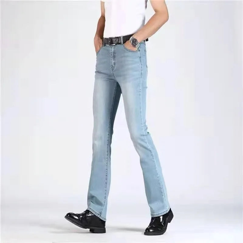 New Spring Autumn New American Street Men's Denim Flare Pants Wide Leg Jeans Loose Casual Pants for Men Vintage Washed Versatile