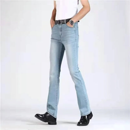 New Spring Autumn New American Street Men's Denim Flare Pants Wide Leg Jeans Loose Casual Pants for Men Vintage Washed Versatile