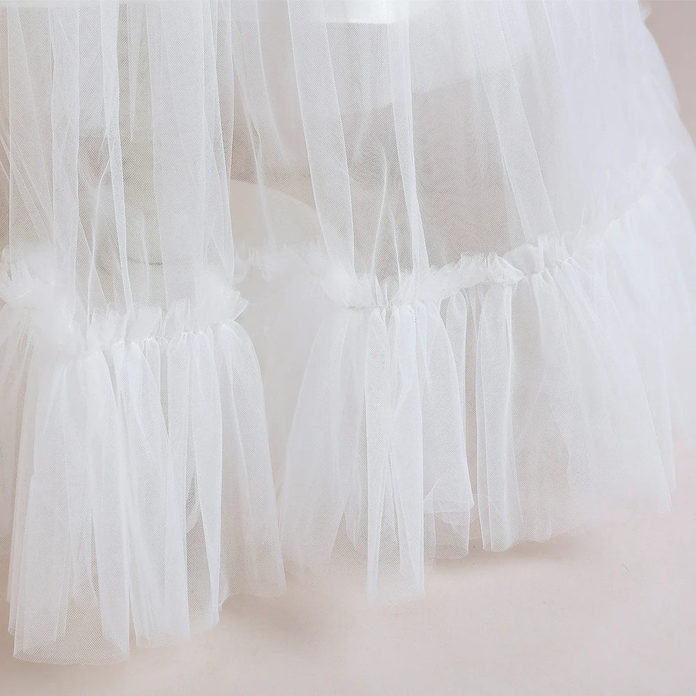 Summer Baptism Bridesmaids Girls Party Dresses Elegant Tulle Wedding Birthday Princess Prom Dress Girl First Communion Vestidos
