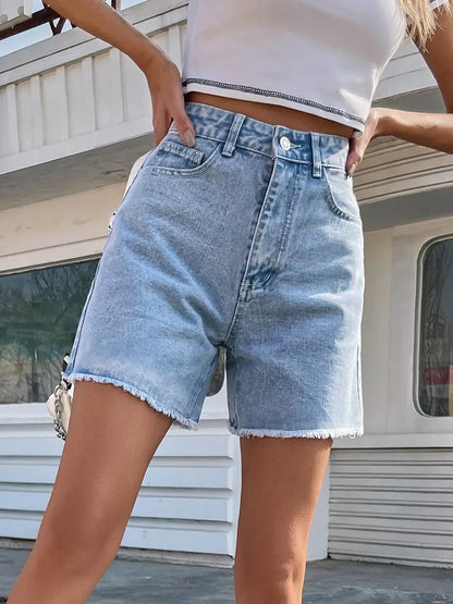 Streamgirl Blue Women's Denim Shorts Summer High Waist Casual Chic Loose Jean Shorts For Women Summer 2025 Denim Short Femme