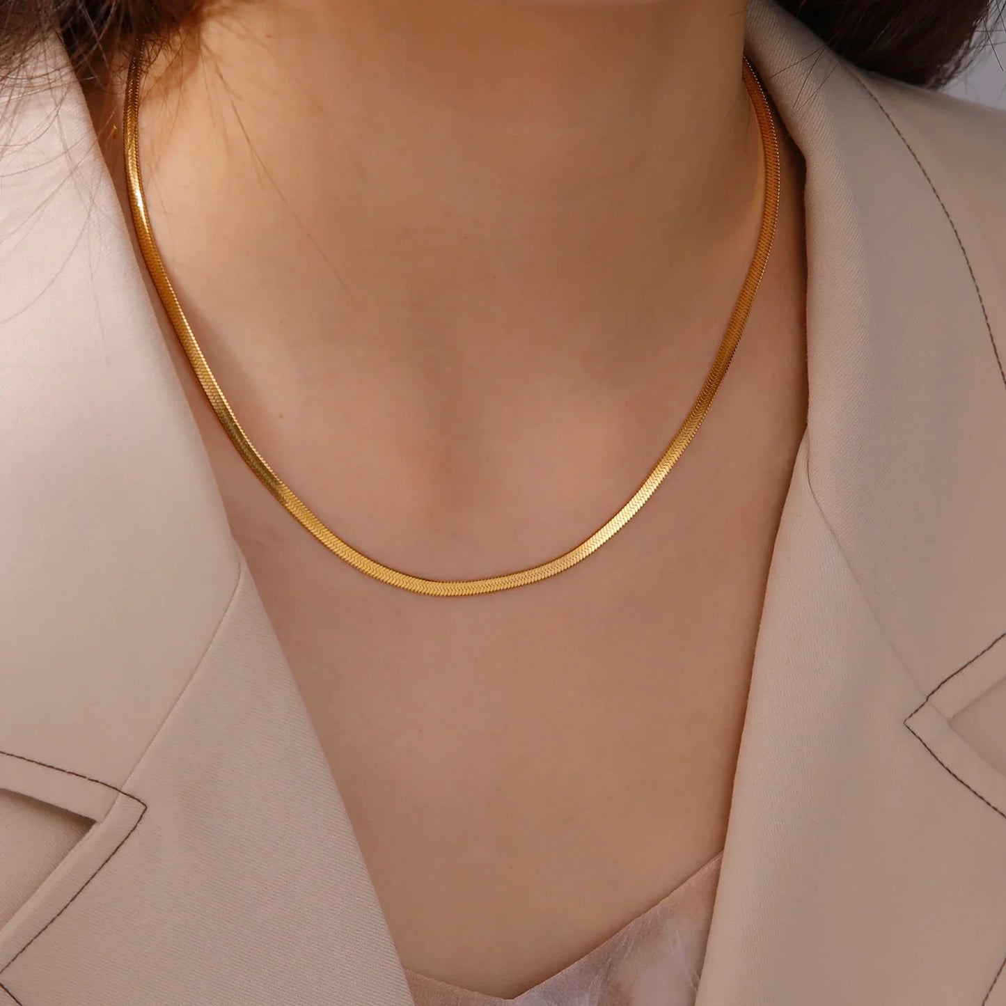 Stainless Steel Snake Chain Necklace for Women Men Gold Color Herringbone Choker Neck Chains 2026 Trend Jewelry Gift Hot