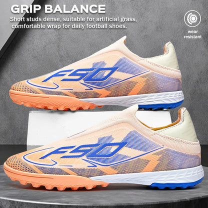 Professional TF Soccer Boots Unisex Youth Adult PU Fabric Upper Rubber Sole Non-slip Training Cleats