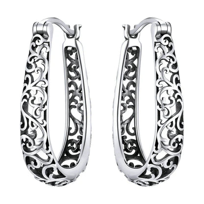 18K Gold Plated Filigree Hoop Earrings 925 Sterling Silver Vintage Vine Earrings For Women Fine Jewelry Original Design