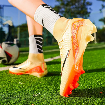 Kids Soccer Cleats for Boys and Girls Youth High-top Football Shoes Outdoor Athletic Turf Soccer Shoes