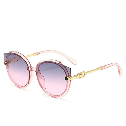 Women Round Sunglasses Brand Designer Cat Eye Sun Glasses Men Vintage