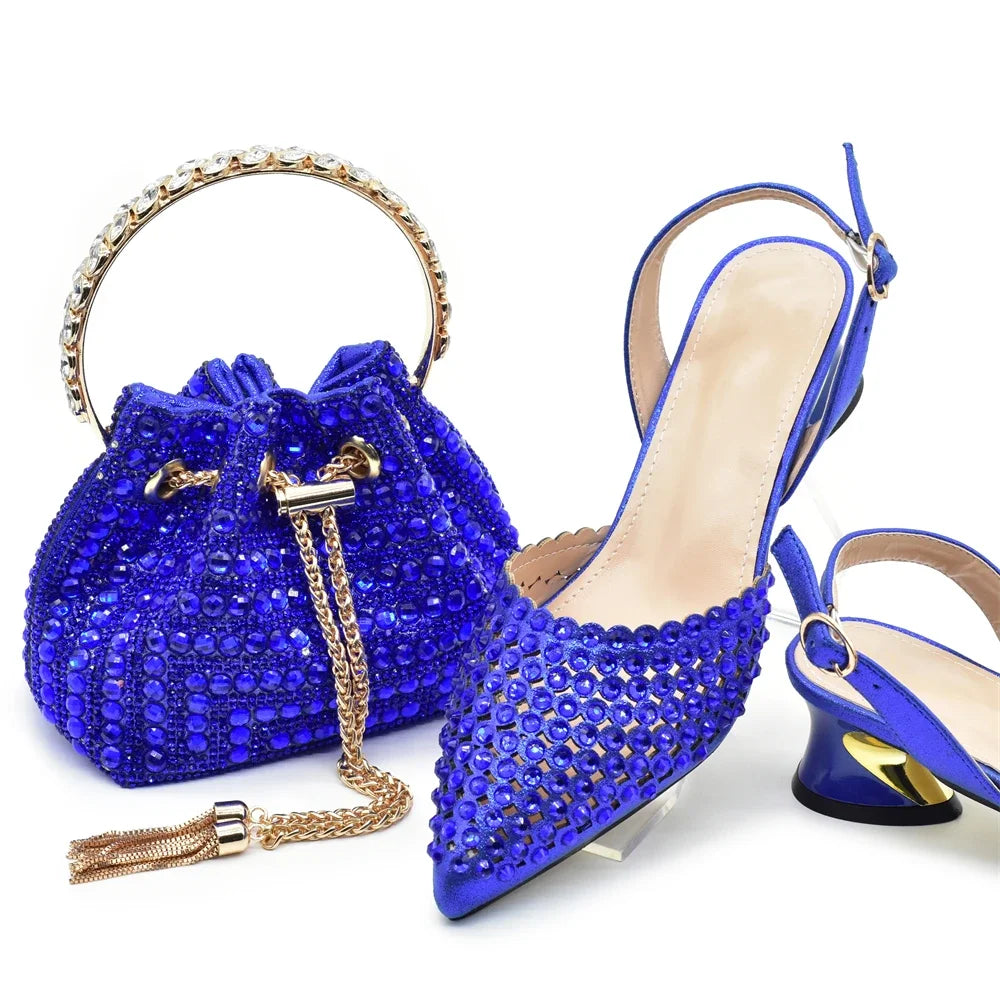 Women's PU Leather Dress Pump and Handbag Set