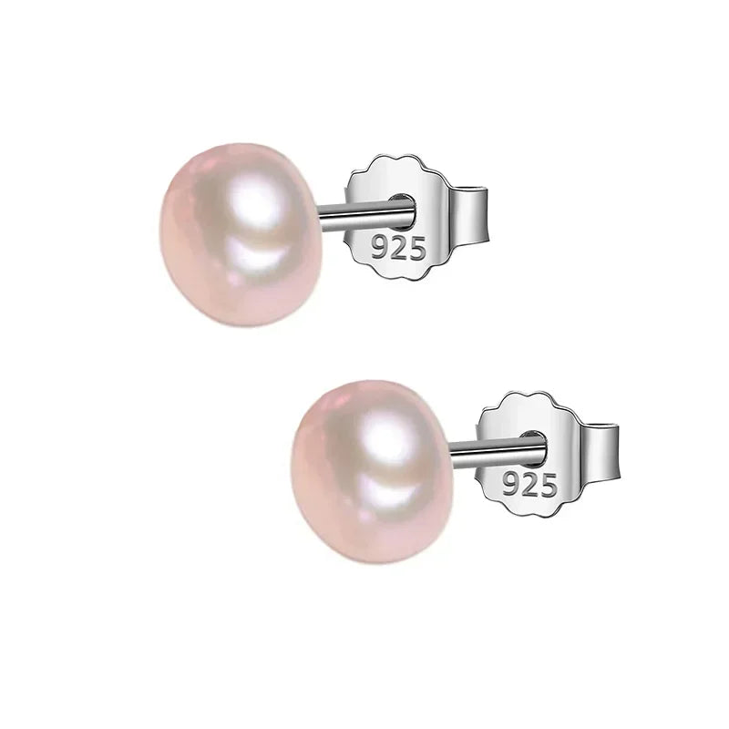Authentic 925 Sterling Silver Sweet Irregular Pearl Stud Earrings For Women Wedding Party FIne Jewelry DA1224