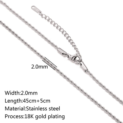 5Pcs/Lot Stainless Steel Bead Rope Link/Cuban/Paperclip Links Snake Chain Necklace Diy Women Jewelry 18K Gold Color Neck Chains