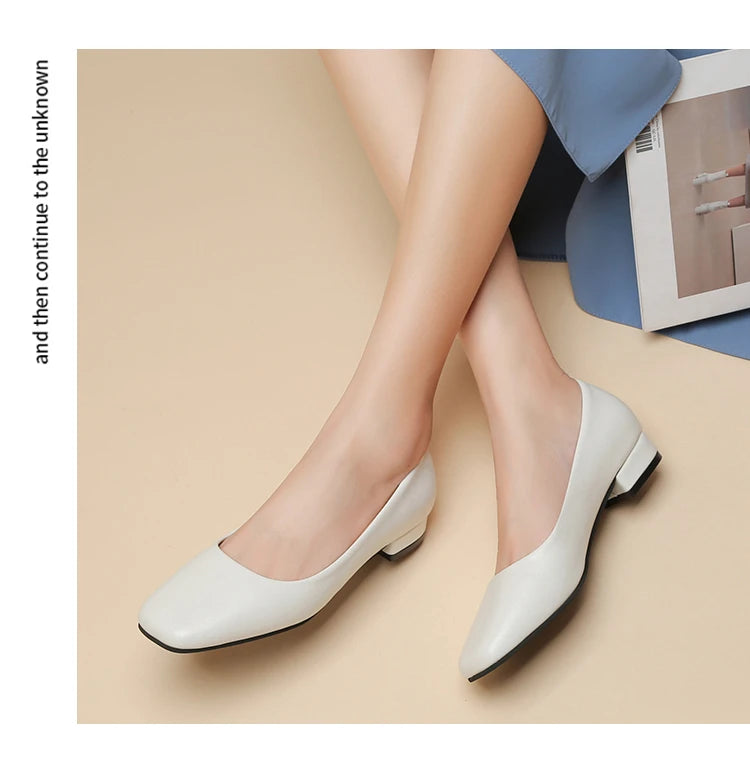 Spring Autumn Women Elegant Square Toe Low Heel Shallow Cut Single Shoes Casual Pumps Shoes for Women 35-41 Platform Shoes