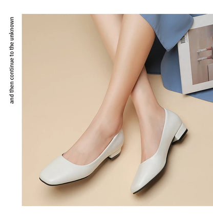 Spring Autumn Women Elegant Square Toe Low Heel Shallow Cut Single Shoes Casual Pumps Shoes for Women 35-41 Platform Shoes