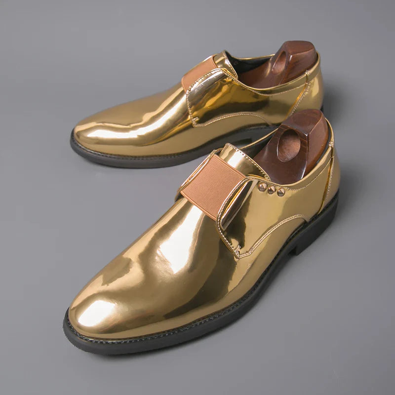 Fashion New Mens Charm Gold Patent Leather Business Office Shoes Designer Brand Loafers Formal Wedding Dress Homecoming Footwear