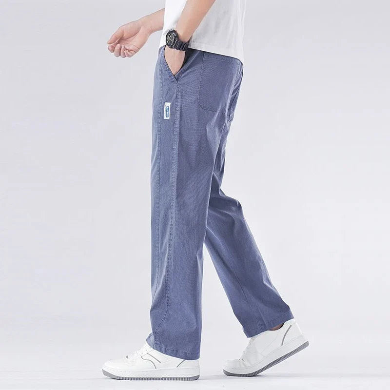 Spring Summer Thin Lyocell Casual Pants Men Loose Straight Fashion Stretch Korean Classic Trousers Men's Clothing Size M-5XL