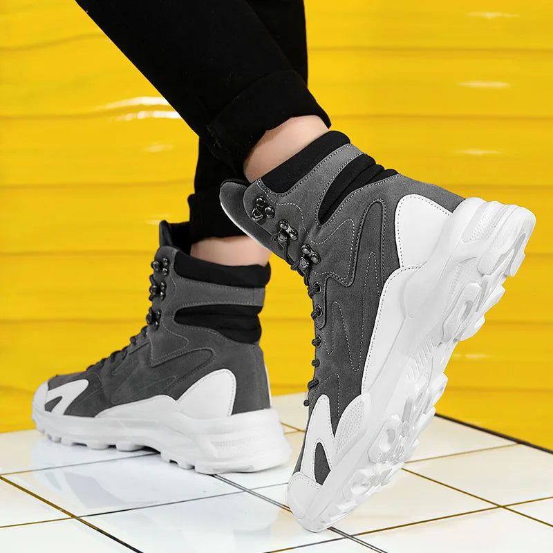 Fashion Men's Boots Comfortable Men Casual Shoes Breathable High Top Sneakers for Men Outdoor Non Slip Mens Ankle Boots Platform
