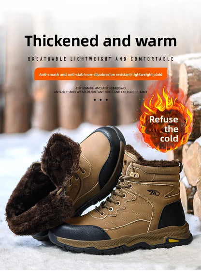 Insulated Anti Smashing  Anti Stabbing Welding Shoes for Safety Work Electricians Use Plush and Thickened Labor Protection Shoes