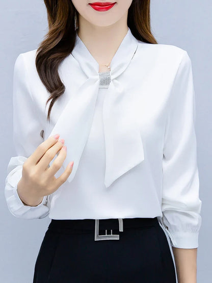 Blusas Mujer De Moda 2024 Long Sleeve Blouse Women Bow Collar Chiffon Blouse Shirt Tops Women Blouses Shirts Blusa Camisas F335