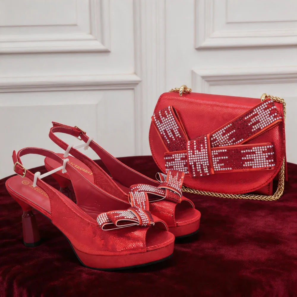 New Arrival Shoes and Bag Sets for Woman Italian Wedding Shoes and Bags for Woman Nigerian Heel Party Luxury Heeled Pumps Set
