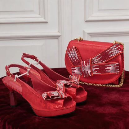 New Arrival Shoes and Bag Sets for Woman Italian Wedding Shoes and Bags for Woman Nigerian Heel Party Luxury Heeled Pumps Set