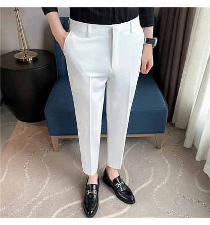 Men Solid Boutique Suits Pants Male Formal Wear Wedding Dress Trousers Quality Men British Style Business Casual Suit Pants 36