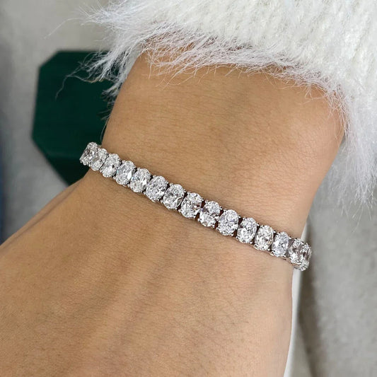 0.5Carat Oval Cut Full Moissanite Tennis Bracelets For Women 100% 925 Sterling Silver D VVS1 Diamond Bangle With  Certificate