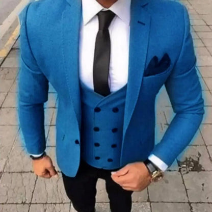 Men's Fashion Brown Slim Fit 3-Piece Suit Set with Blazer Vest Pants - Casual Wedding Prom Business Groom Tuxedo Clothing