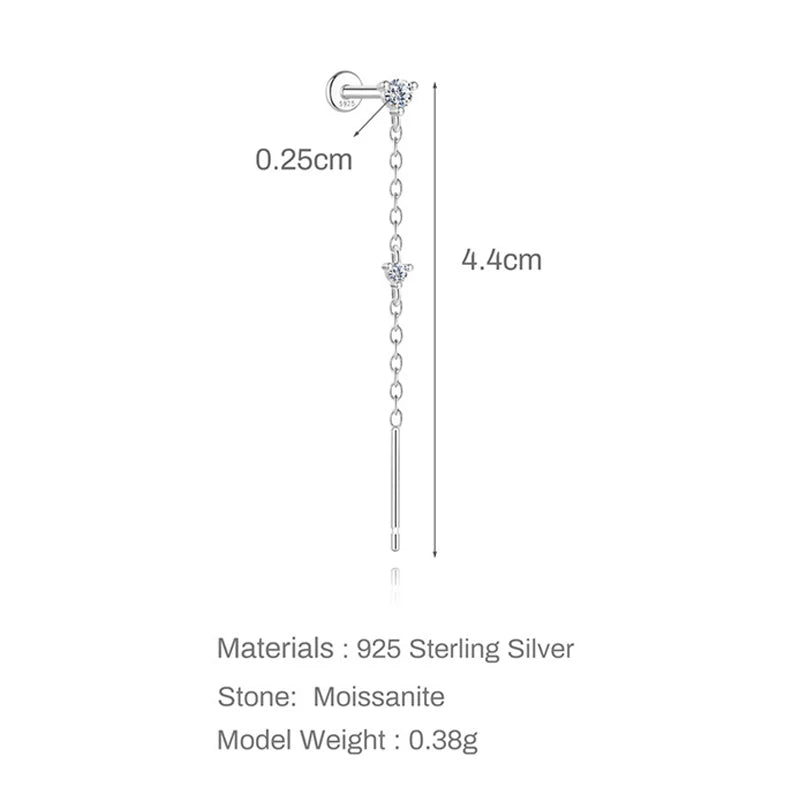 New D Vvs1 All Moissanite Tassel Drop Earrings for Women Lab Diamond Wedding Party Jewelry 100% S925 Sterling Silver