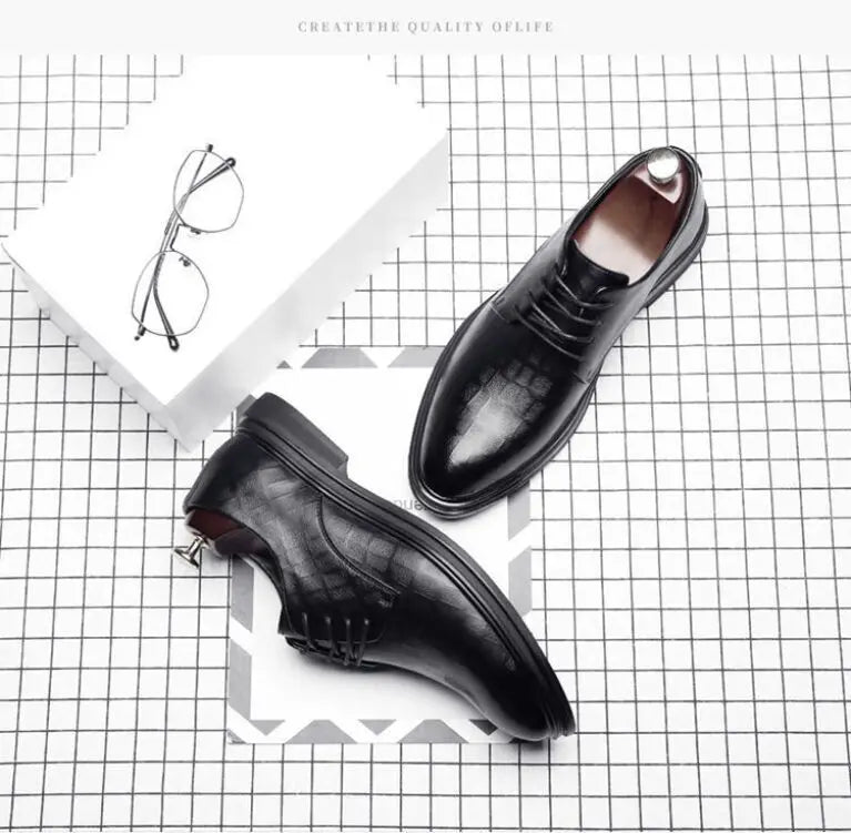 Novos Sapatos Masculinos de Negócios Primavera Outono Sapatos Masculinos de Couro Formais Tênis Masculinos Casuais da Moda Social Elegante Tendência Solado Reto