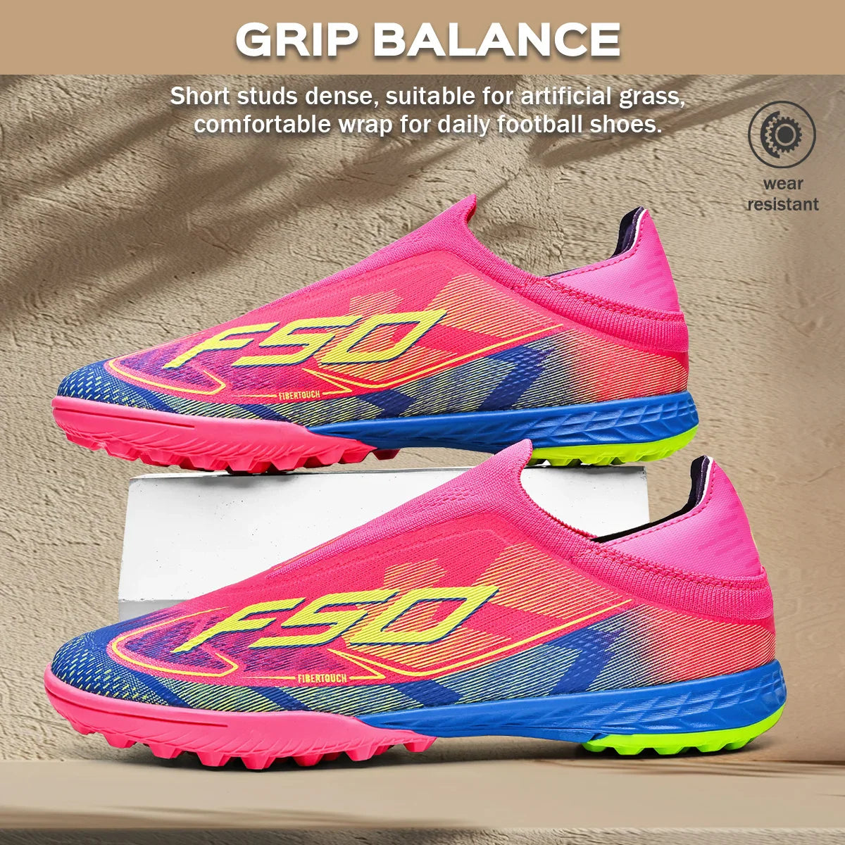 TF Football Shoes Kids Boys Girls PU Upper Durable Rubber Sole Anti-slip Wear-resistant Training Sneakers