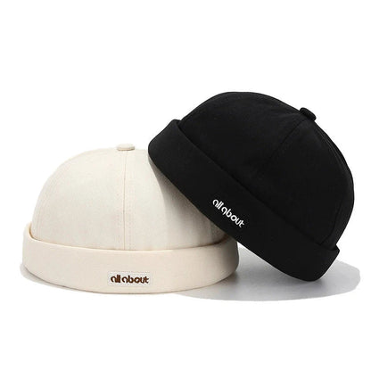 Letter Embroidery Docker Cap Without Visor Brimless Caps Solid Colors Retro Beanie Hat Adjustable Hip Hop Fashion Street