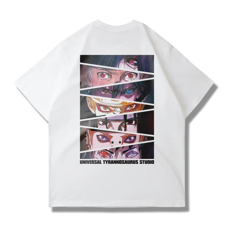 Camiseta Estampada com Estampa de Olho Estilo Fatiado, Produtos de Anime IP, Mangas Curtas Casuais para Adultos e Crianças