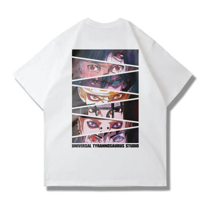 Camiseta Estampada com Estampa de Olho Estilo Fatiado, Produtos de Anime IP, Mangas Curtas Casuais para Adultos e Crianças