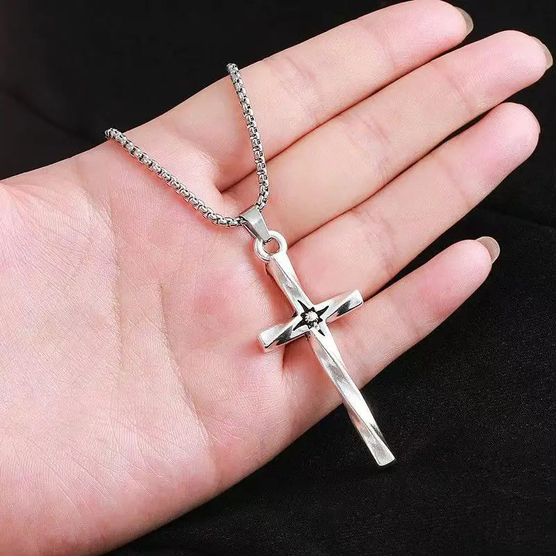 Luxury Zircon Cross Pendants Necklace Fashion Light Golden Silver Color for Men Women Jewelry Chain Accessory