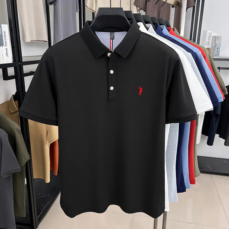 Luxury brand short sleeve men polo shirt summer ice silk breathable high-end pony embroidery design casual business Paul T-shirt