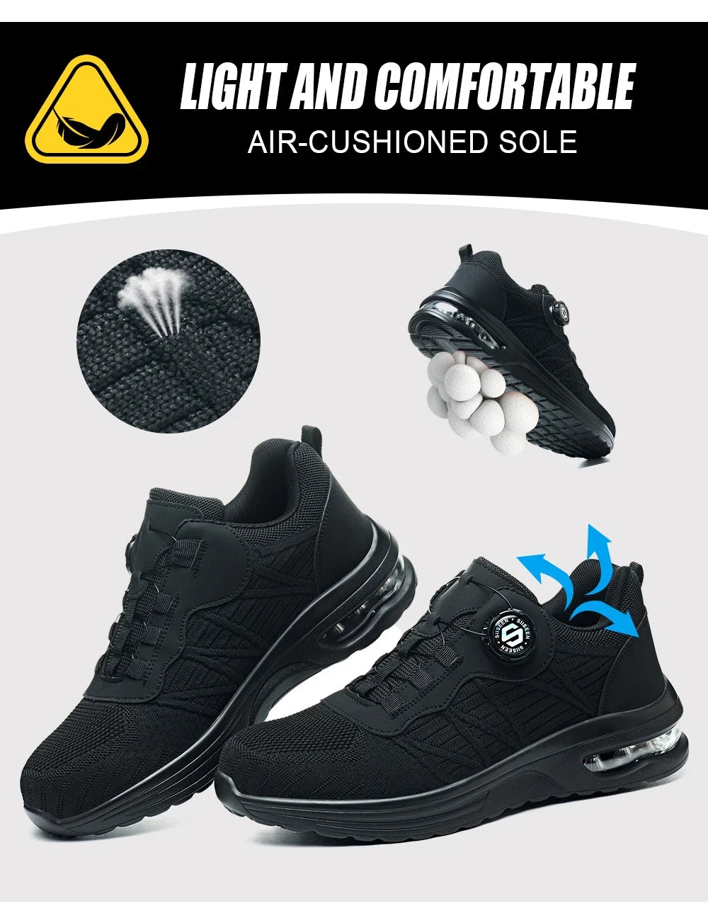 New Men's Rotary Buckle Safety Shoes Anti-Impact Anti-Piercing Lightweight Work Boots Fashion Sporty Design for Outdoor Pro
