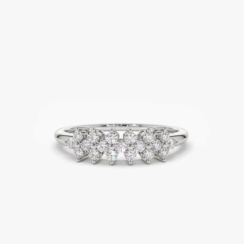2mm Moissanite Ring With Certificate 925 Sterling Silver Cluster Flower Wedding Rings For Women 14k Gold Plated Jewelry