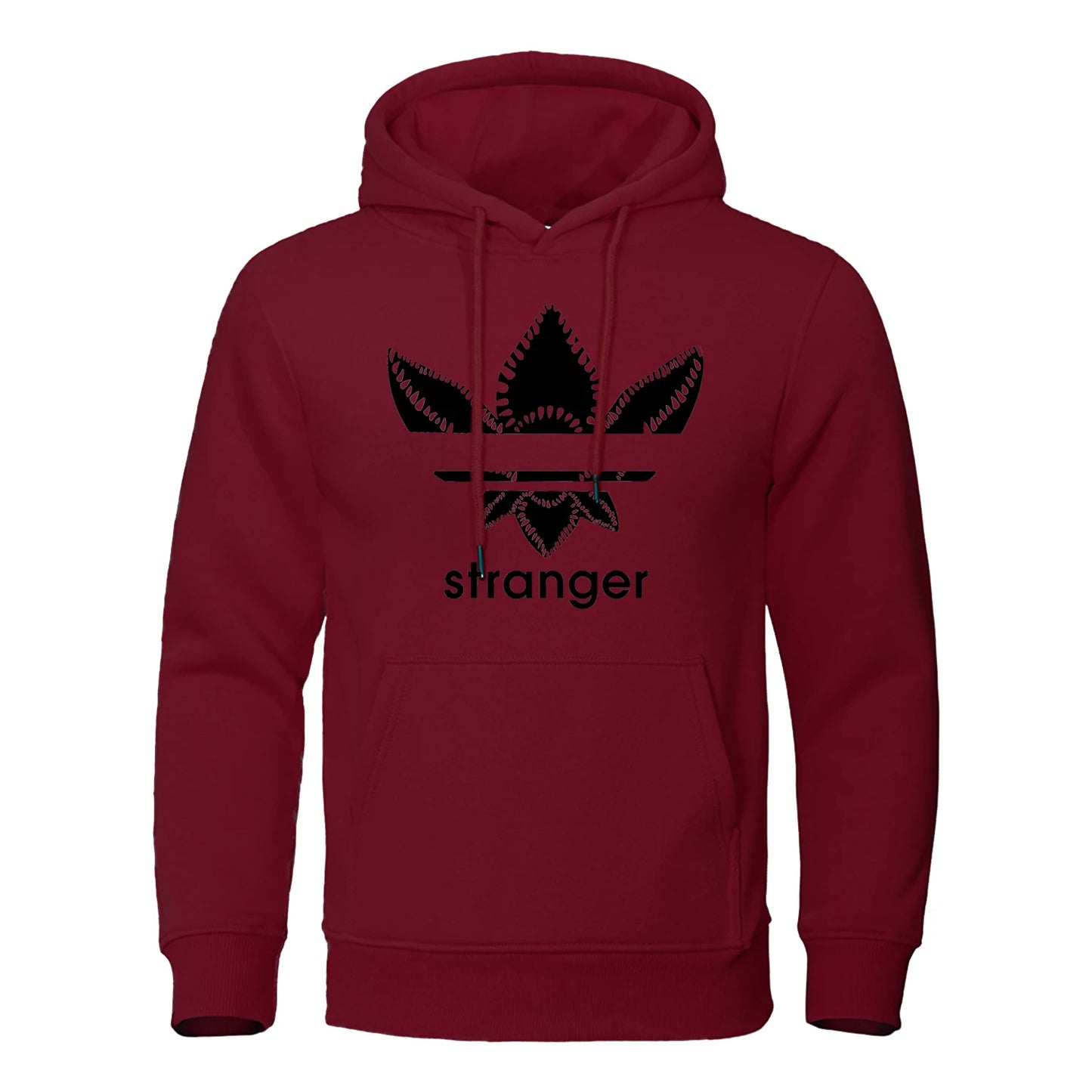 Funny Stranger Floral Pattern Printed Hoodies Mens Letter Style Streetwear Fashion Loose Street Hoody Fleece Pullover Men Hoodie