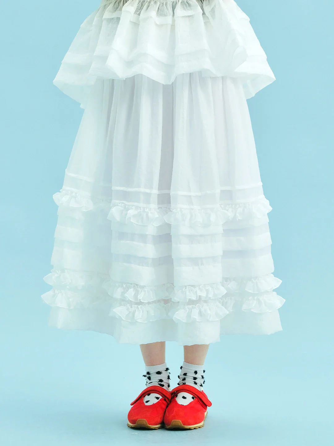 Half length skirt 2025 imakokoni Xia Sen style artistic bright yarn light and thin lace layered A-line skirt 255049