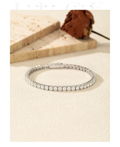 D VVS1 Moissanite Tennis Bracelet 925 Sterling Silver Single Row Classic with Box Bracelets for Women Man Fine Jewelry