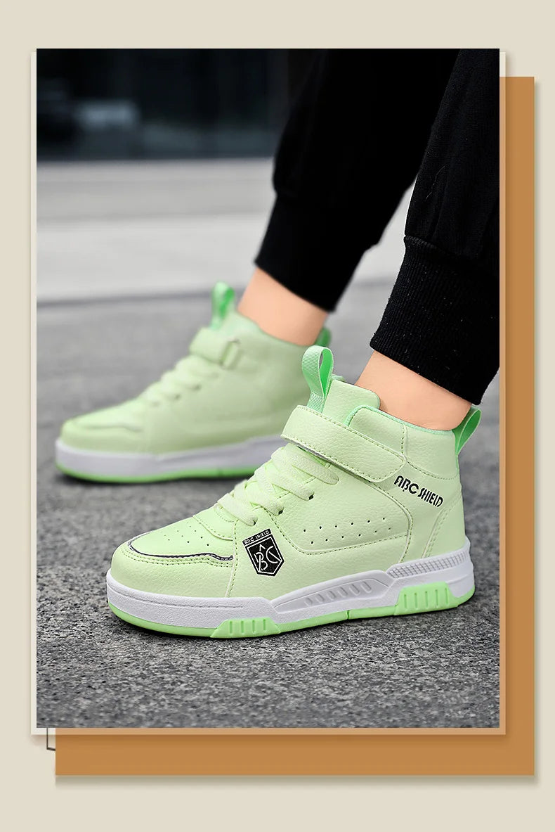 Children‘s High-top Basketball Boots Boys Girls Non-slip Basketball Trainers Outdoor Jogging Sneakers Breathable Athletic Shoes