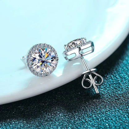 1ct D Color Moissanite Earring For Women Wedding Fine Jewely with GRA 925 Sterling Sliver Plated 18k White Gold Earring