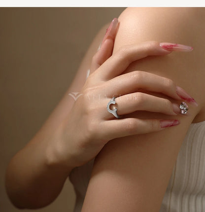 Horseshoe Shaped Synthetic Moissanite Rings for Woman Men 925 Sterling Silver Ring Engagement Fine Jewelry Gift for Her