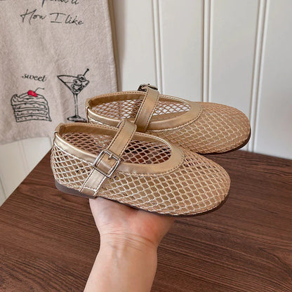 Summer Girl's Sandals Hollow Out Hook-loop Casual Chic Kid's Flat Shoe Solid Colors Anti-slip Daily Versatile Children Shoes