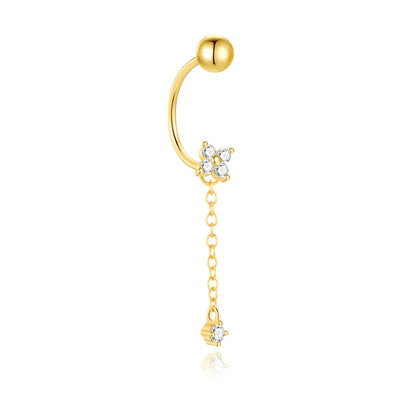 S925 Sterling Silver Petals Stud Earring Microinlaid Colorful Cubic Zirconia Chain Tassel Earrings For Women Dangle Earring