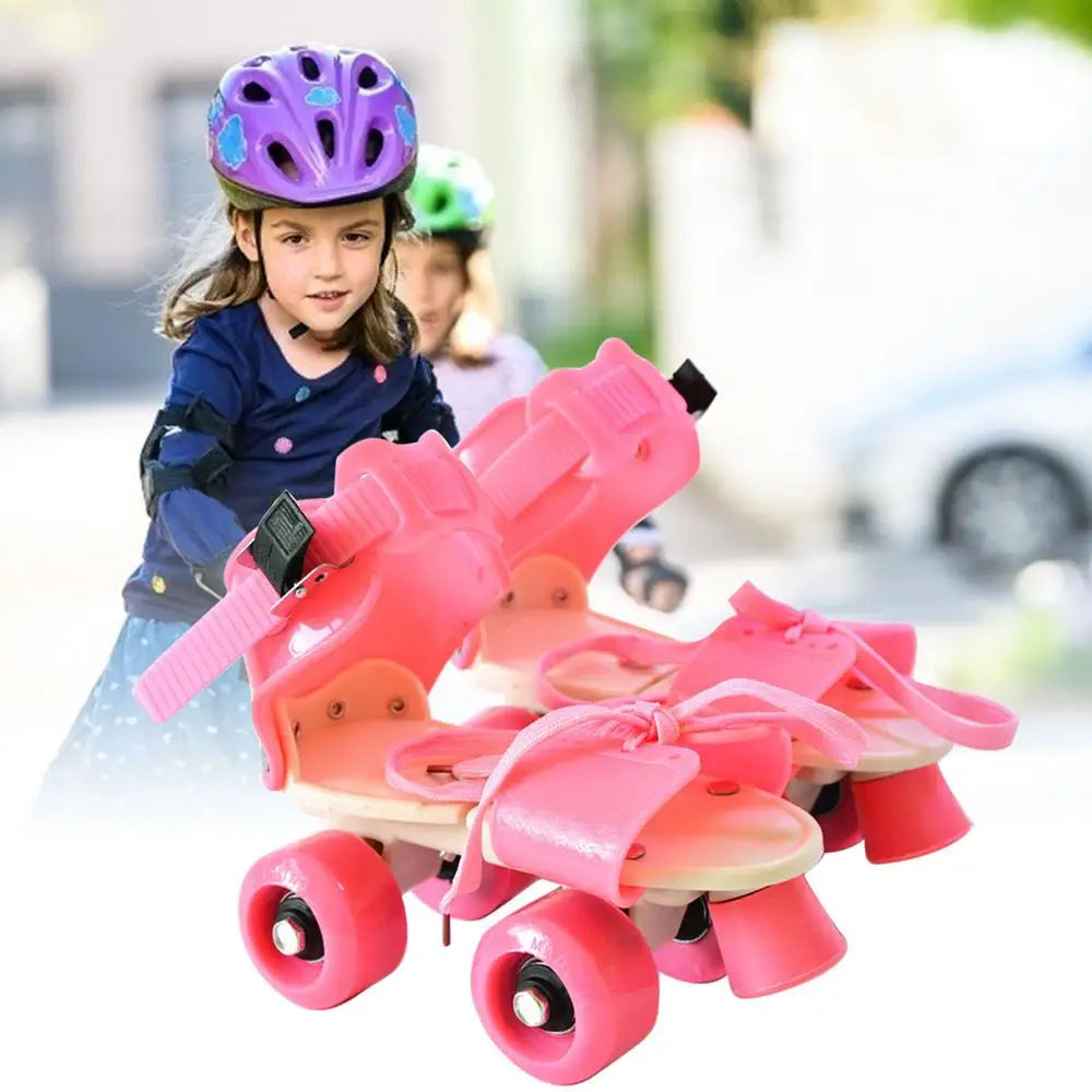 Roller Skates Double Row Beginner Roller Skates For Girls Adjustable Sizes Inline Skates Easy To Wear Simple Design Walking