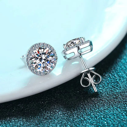 Moissanite Stud Earrings for Women S925 Sterling Silver White Gold Plated Diamond Earring Ear Studs Wedding Fine Jewelry
