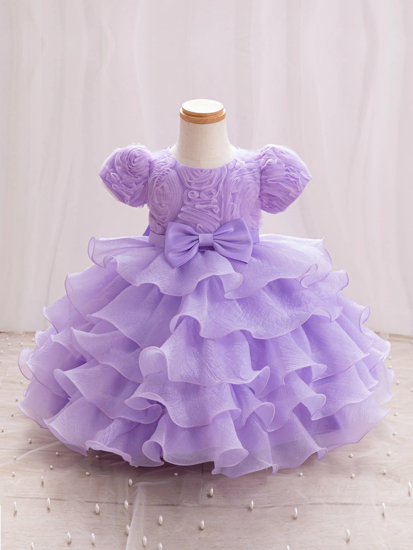 Baby Dress 2025 Spring/Summer on new three-dimensional floral soft yarn birthday party piano Performance Girl dress Elegant fluf