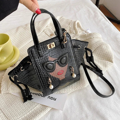 Cartoon Girl Handbag High Quality PU Leather Shoulder Bag for Women Pearl Crossbody Bag Designer Messenger Bag Female Satchel