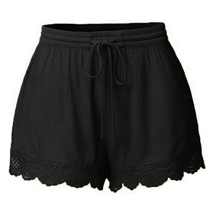 Shorts For Women Ruffle Hem Casual Shorts Plus Size Drawstring  Lace Shorts